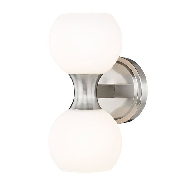 Z-Lite Artemis 10.75-in H Brushed Nickel  2-Light Wall Sconce