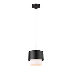 Z-Lite Counterpoint Matte Black 1-Light Drum Shape Pendant Light