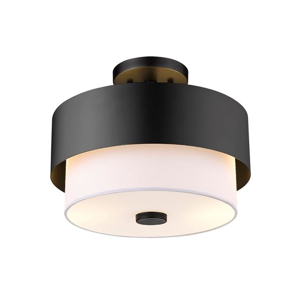 Z-Lite Counterpoint 13-in Matte Black 2-Light Semi-Flush Mount Light