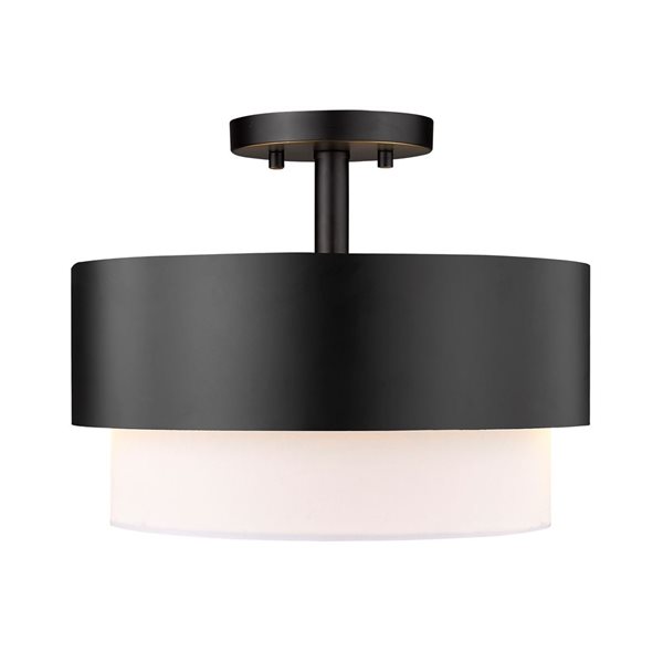 Z-Lite Counterpoint 13-in Matte Black 2-Light Semi-Flush Mount Light