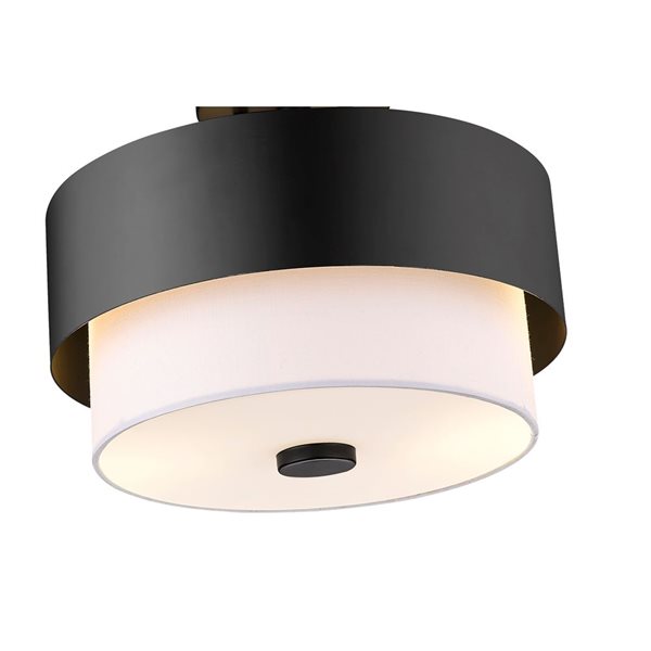 Z-Lite Counterpoint 13-in Matte Black 2-Light Semi-Flush Mount Light