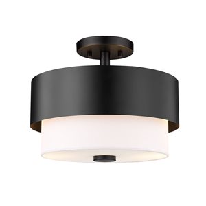 Z-Lite Counterpoint 13-in Matte Black 2-Light Semi-Flush Mount Light