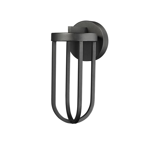 Z-Lite Leland 5.5-in Sand Black 1-Light Outdoor Wall-Light