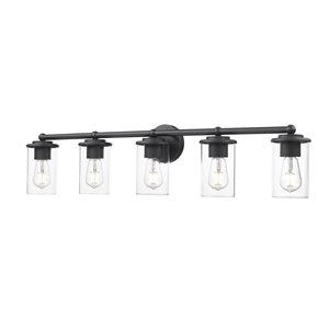 Z-Lite Thayer 5 Light Matte Black Vanity Light