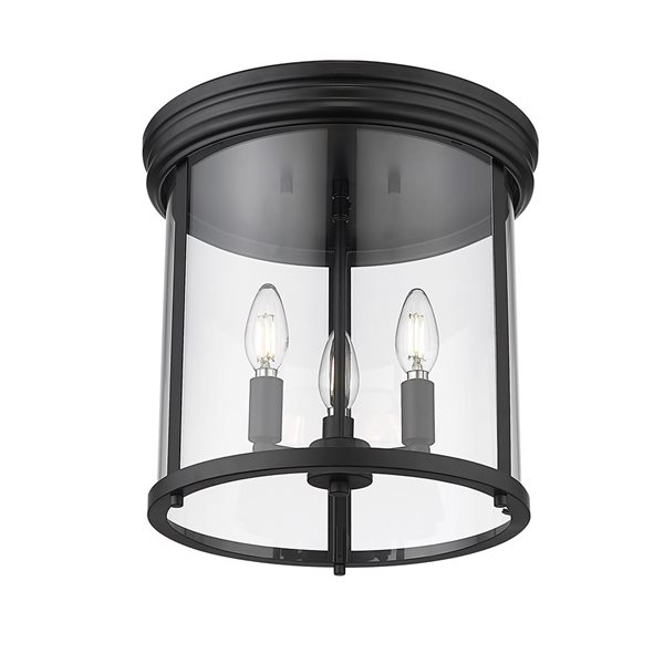 Z-Lite Thayer 3 Light Matte Black Flush Mount