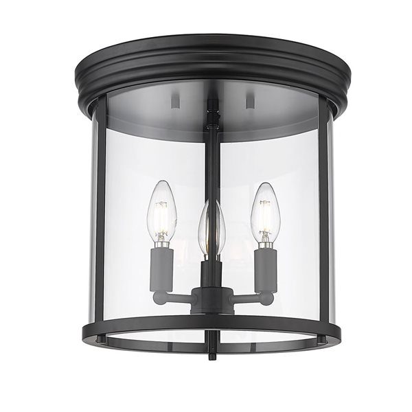 Z-Lite Thayer 3 Light Matte Black Flush Mount