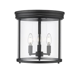 Z-Lite Thayer 3 Light Matte Black Flush Mount