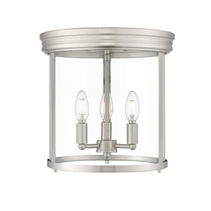 Z-Lite Thayer 3 Light Brushed Nickel Flush Mount