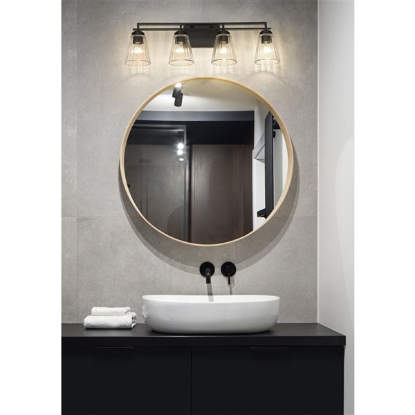 Z-Lite Lyna 30.5-in Matte Black 4-Light Vanity Light