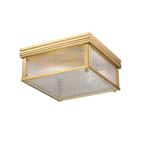 Z-Lite Carnaby 13-in Modern Gold 2-Light Square Flush-Mount Light