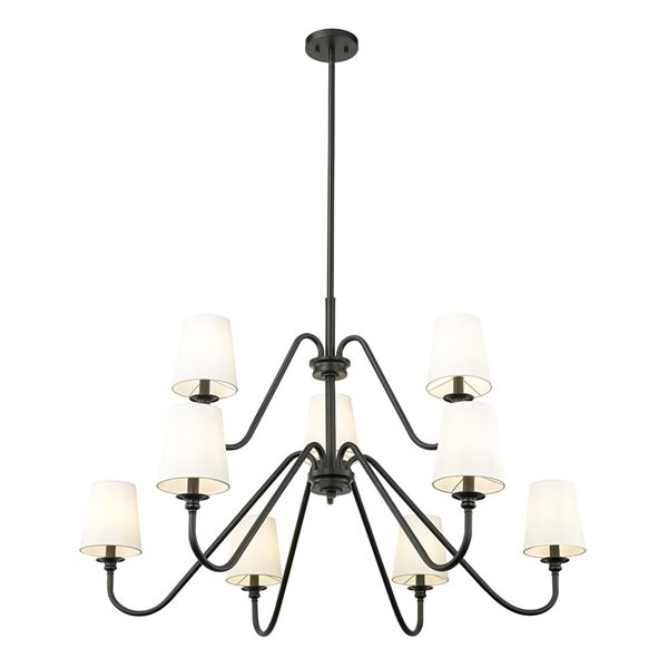 Z-Lite Gianna 46-in Matte Black 9-Light Tiered Chandelier