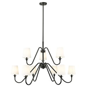 Z-Lite Gianna 46-in Matte Black 9-Light Tiered Chandelier