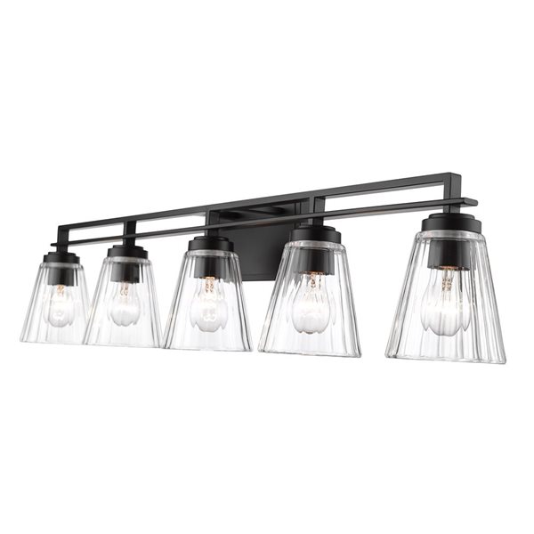 Z-Lite Lyna 38.75-in Matte Black 5-Light Vanity Light