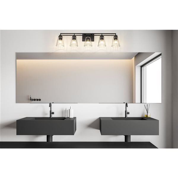 Z-Lite Lyna 38.75-in Matte Black 5-Light Vanity Light