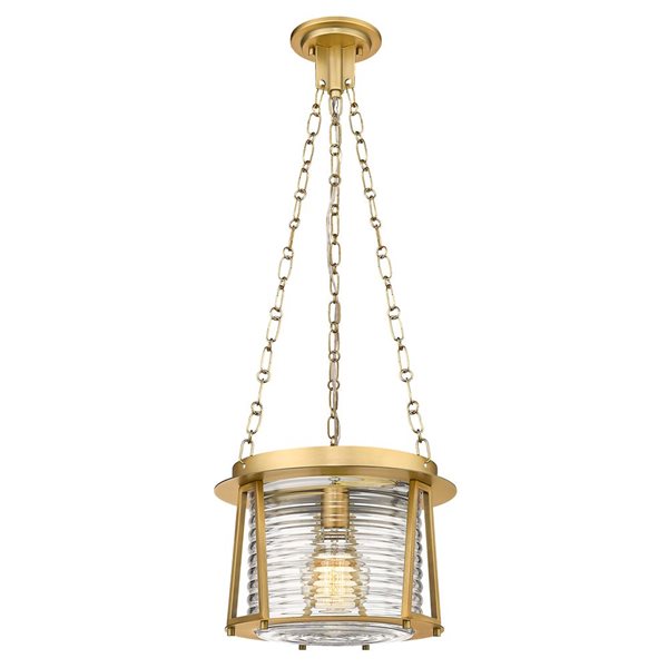 Z-Lite Cape Harbor Rubbed Brass 1-Light Drum Shape Light