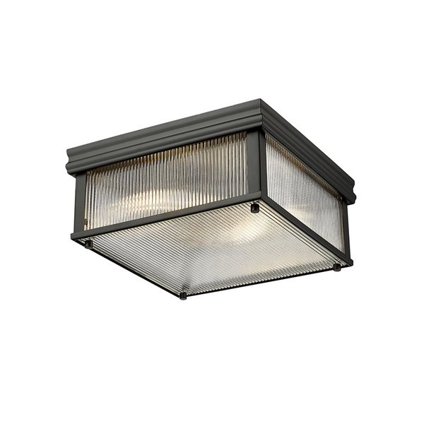 Z-Lite Carnaby 13-in Matte Black 2-Light Square Flush-Mount Light