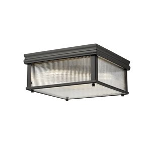 Z-Lite Carnaby 13-in Matte Black 2-Light Square Flush-Mount Light