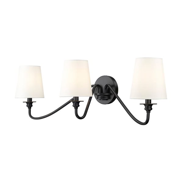 Z-Lite Gianna 32-in Matte Black 3-Light Wall Sconce