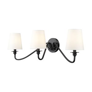 Z-Lite Gianna 32-in Matte Black 3-Light Wall Sconce