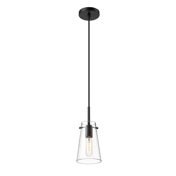 Z-Lite Kira Matte Black 1-Light Cylinder Pendant Light