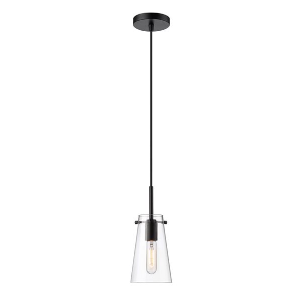 Z-Lite Kira Matte Black 1-Light Cylinder Pendant Light