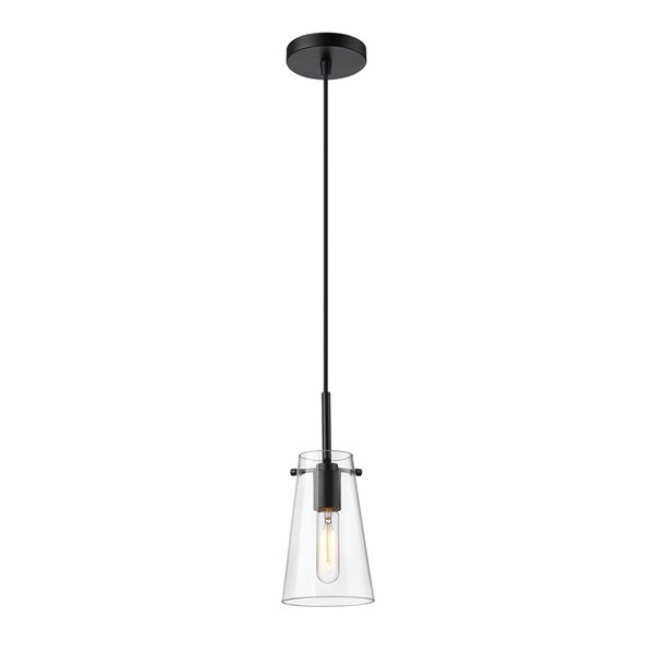 Z-Lite Kira Matte Black 1-Light Cylinder Pendant Light