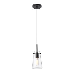 Z-Lite Kira Matte Black 1-Light Cylinder Pendant Light