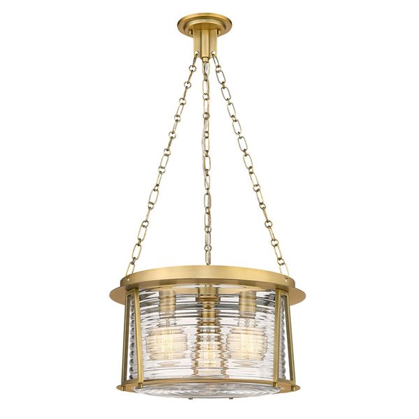 Z-Lite Cape Harbor Rubbed Brass 3-Light Drum Shape Light