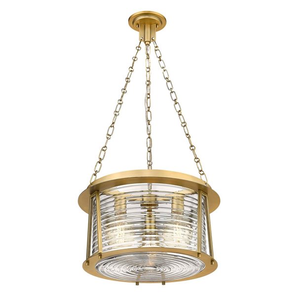 Z-Lite Cape Harbor Rubbed Brass 3-Light Drum Shape Light