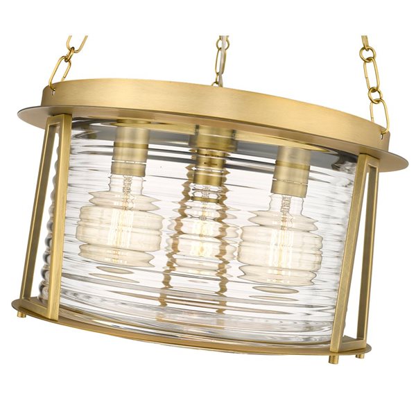 Z-Lite Cape Harbor Rubbed Brass 3-Light Drum Shape Light