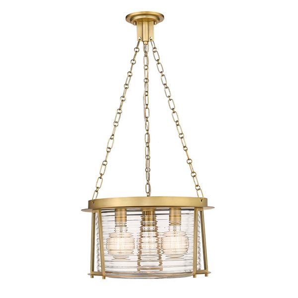 Z-Lite Cape Harbor Rubbed Brass 3-Light Drum Shape Light