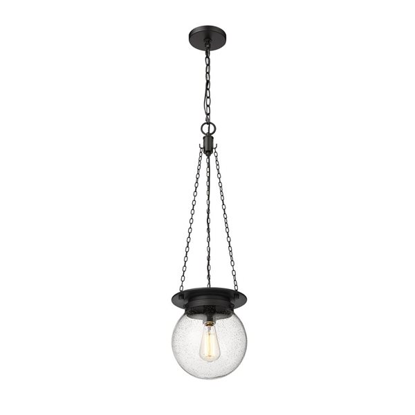 Z-Lite Calhoun Matte black 1-Light Globe Pendant Light