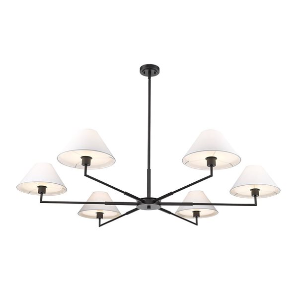 Z-Lite Leila 63-in Matte Black 6-Light Linear Chandelier