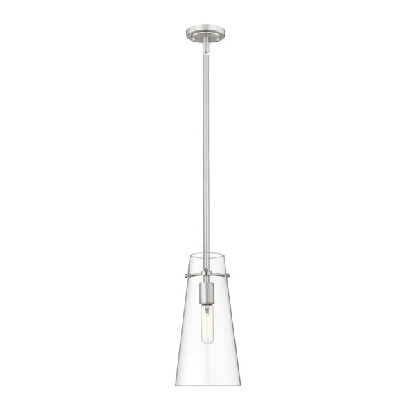 Z-Lite Kira Brushed Nickel 1-Light Cylinder Pendant Light