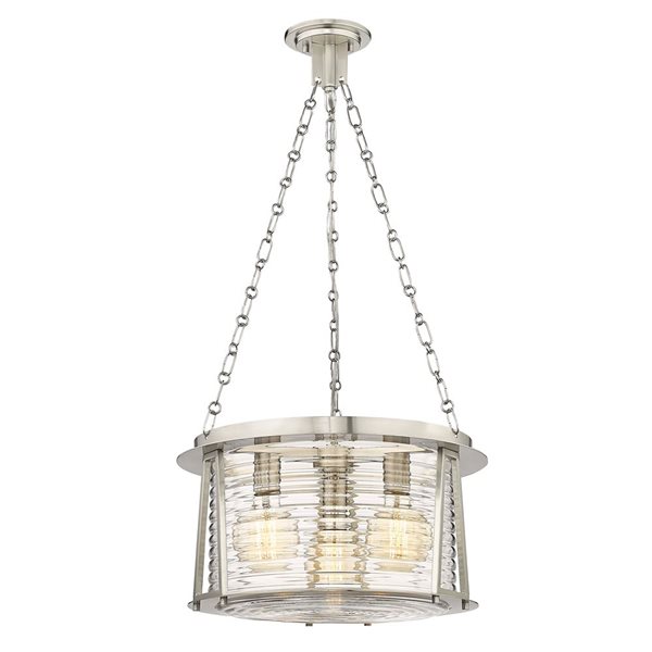 Z-Lite Cape Harbor Brushed Nickel 3-Light Drum Shape Light