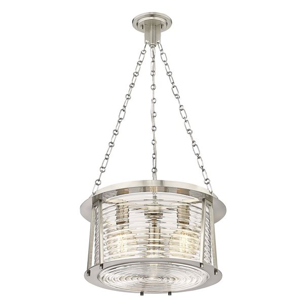 Z-Lite Cape Harbor Brushed Nickel 3-Light Drum Shape Light