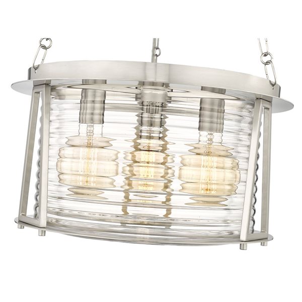 Z-Lite Cape Harbor Brushed Nickel 3-Light Drum Shape Light