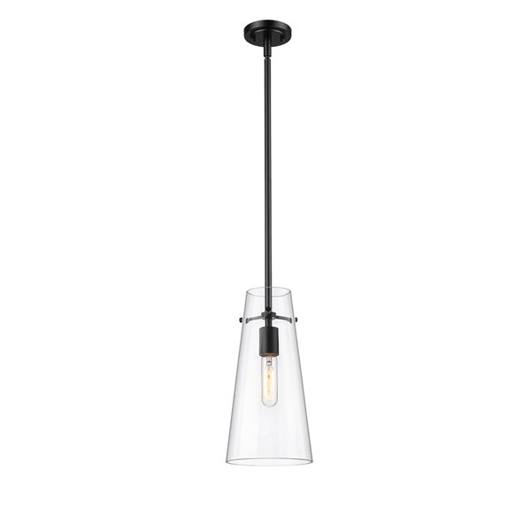 Z-Lite Kira Matte Black 1-Light Cylinder Pendant Light