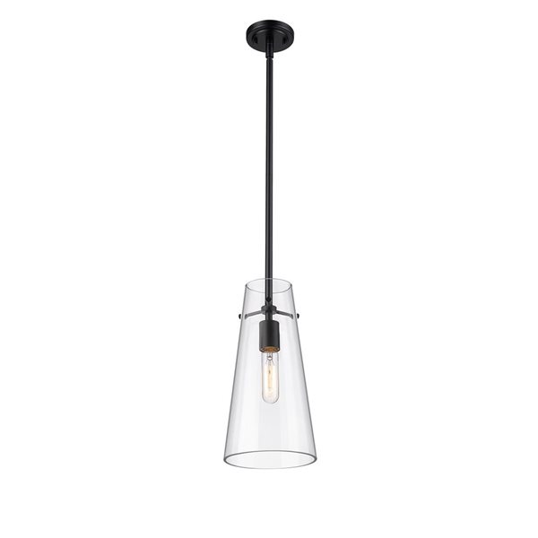 Z-Lite Kira Matte Black 1-Light Cylinder Pendant Light
