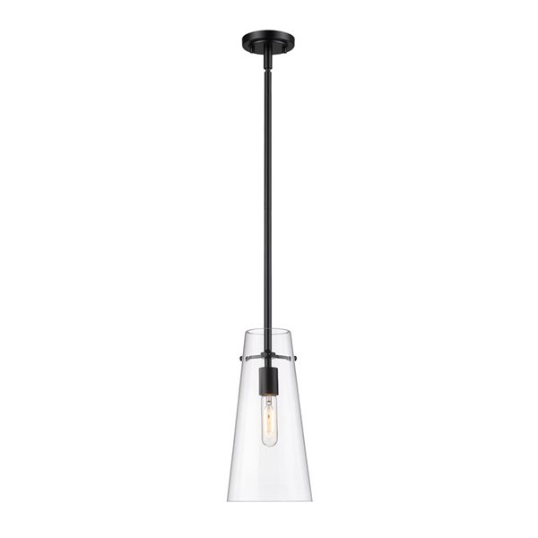 Z-Lite Kira Matte Black 1-Light Cylinder Pendant Light