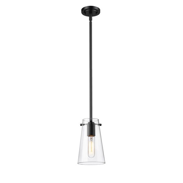 Z-Lite Kira Matte Black 1-Light Cylinder Pendant Light