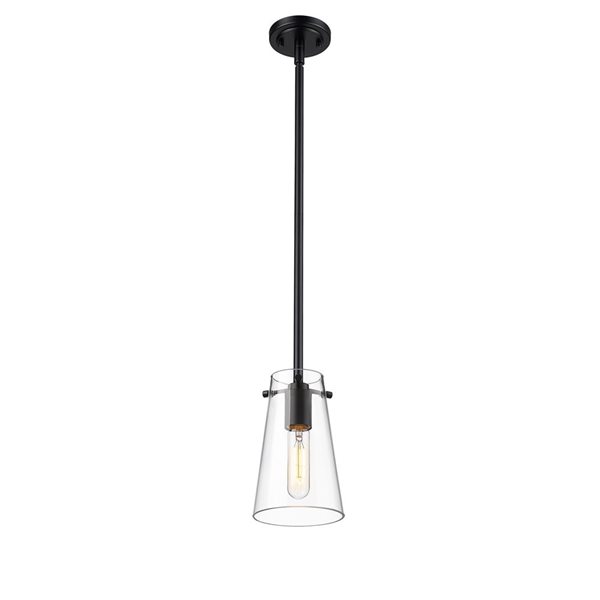 Z-Lite Kira Matte Black 1-Light Cylinder Pendant Light