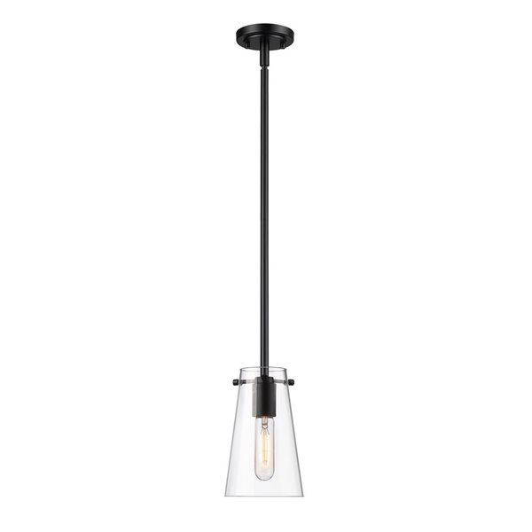 Z-Lite Kira Matte Black 1-Light Cylinder Pendant Light