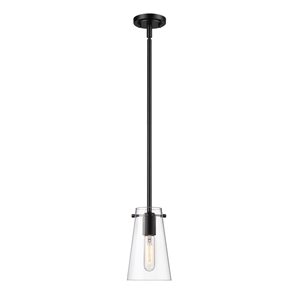 Z-Lite Kira Matte Black 1-Light Cylinder Pendant Light