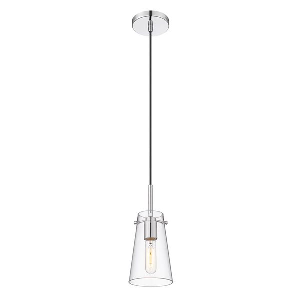 Z-Lite Kira Chrome 1-Light Cylinder Pendant Light