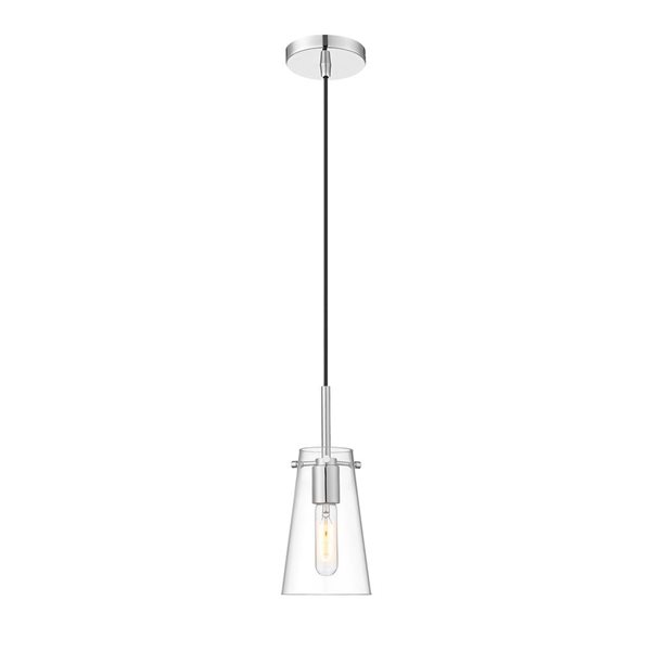 Z-Lite Kira Chrome 1-Light Cylinder Pendant Light