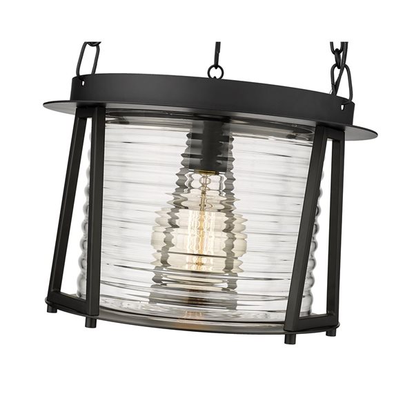 Z-Lite Cape Harbor Matte Black 1-Light Drum Shape Light