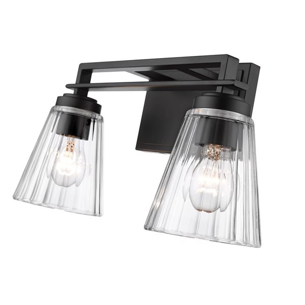 Z-Lite Lyna 16-in Matte Black 2-Light Vanity Light