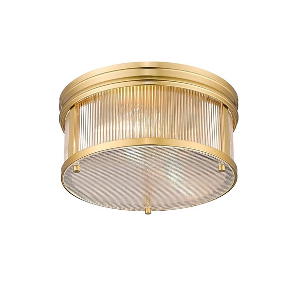 Z-Lite Carnaby 13-in Modern Gold 2-Light Flush-Mount Light