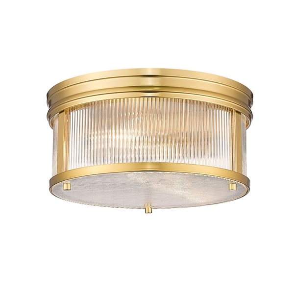 Z-Lite Carnaby 13-in Modern Gold 2-Light Flush-Mount Light